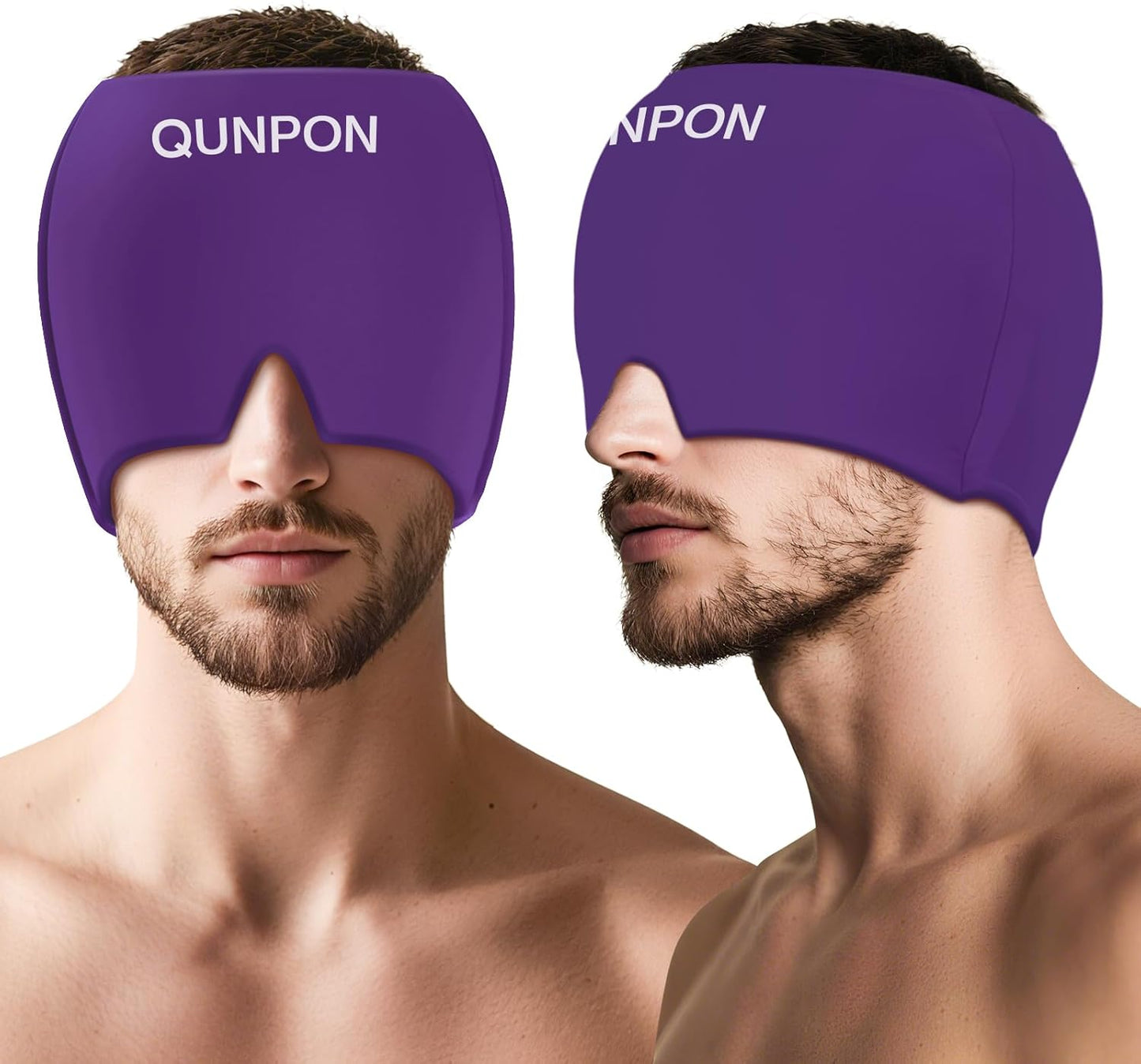 Migraine Relief Cap,Headache Relief Cap Ice Pack Mask, Cold Eye Face Hat Cooling Gel Head Wrap for Tension, Stress,Hangover Gifts for Women mom-Purple