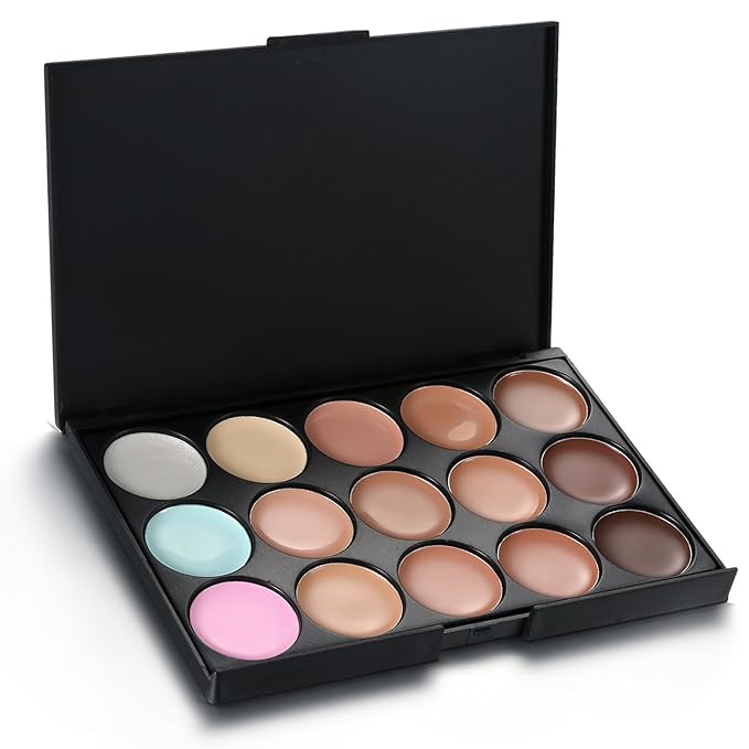 15 Colors Contour Palette Kit: Cream Concealer Palette Face Makeup Foundation Kit Contour Palette with Brush for Professional and Daily Use