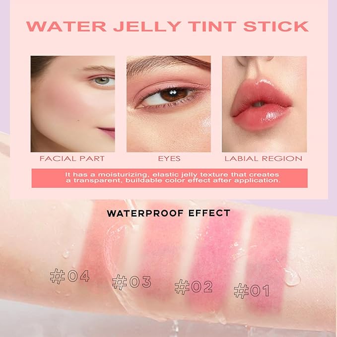 Milk Jelly Blush - Milk Blush - Sheer Cheek & Lip Stain,Long Lasting Milk Jelly Tint Have Transparent & Bright Colors (#2 red)