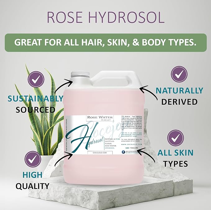Dr Joe Lab White Rose Water Hydrosol - Natural Distilled Bulgarian Non-GMO Vegan Hydrating Toning Spray Mist Face Hair Skin Pores Locs Dreads - Packaging May Vary (1 Gallon)