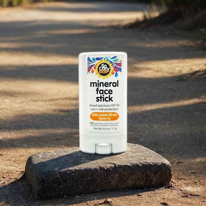 SoCozy Sunscreen Stick, Kids SPF 50 Mineral Sunscreen for Face & Body, 0.6 oz, Water Resistant Sun Protection, Broad Spectrum UVA + UVB Gentle Sun Block Stick (Pack of 2)