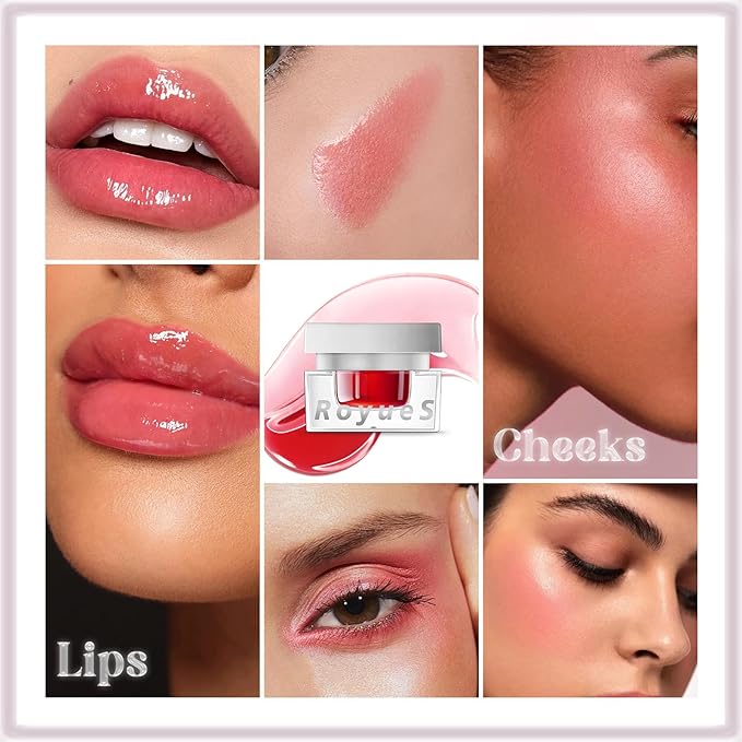 Cooling Water Jelly Tint Cream Blush, Color Changing Blush for Lip and Cheeks, Magic Lip Balm Lip Tinted Jelly Stain, Watercolor Finish Long Wear Multi-Use Cream Blush Gel Lip Gloss Makeup