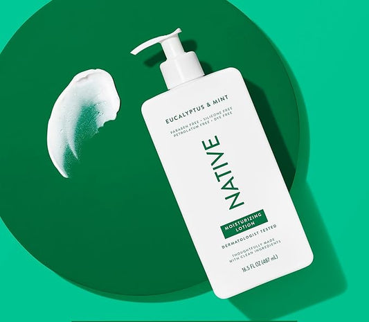 Native Body Lotion Contains Naturally Derived Plant-Based Moisturizers for Women and Men | Restores Dry Skin, Eucalyptus & Mint, 16.5 fl oz