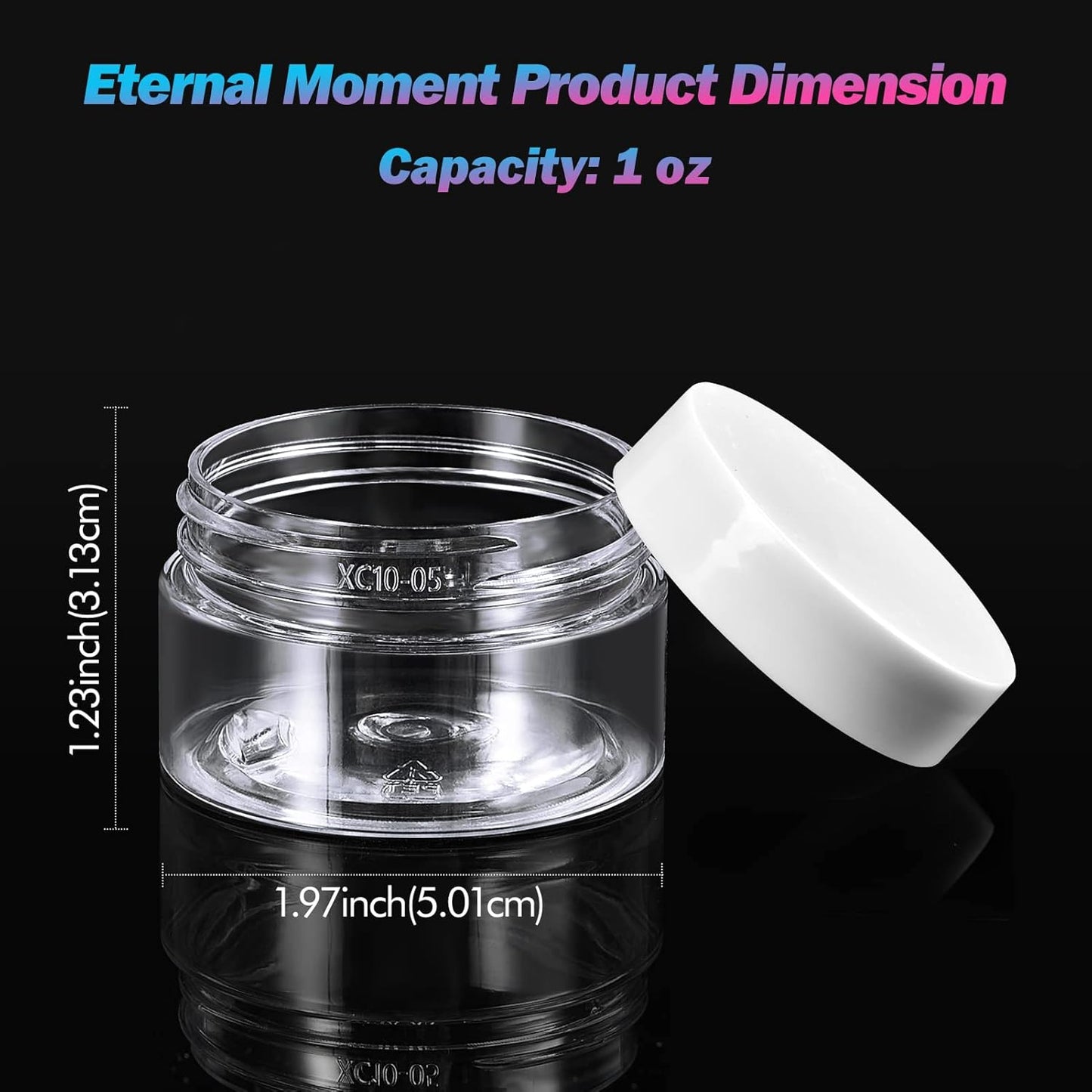 Eternal Moment 36 Pack 1 OZ Plastic Jars Round Clear Cosmetic Container Jars with White Lids, Perfect for Lotion, Slime,Cream, Ointments, Makeup, Eye Shadow, Samples, Pot, Travel Storage