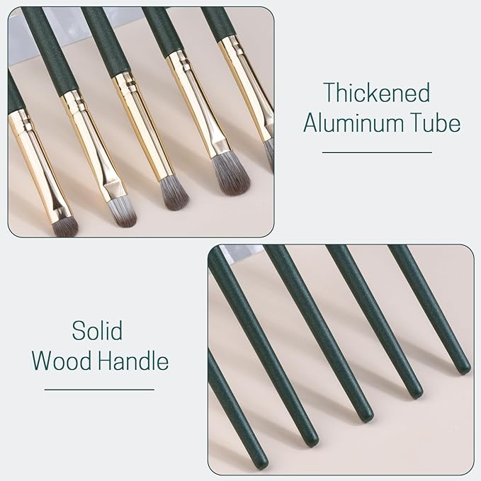 Eyeshadow Makeup Brushes Set with Case 5 PCS Soft Synthetic Hairs Eye Makeup Brushes for Blending Eyebrow Eyeliner Eyeshadow (Green)