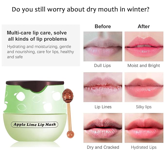 6PCS Bee Lip Balm Honey Pot,Honey&Strawberry&Watermelon&Cherry&Apple&Coconut Lip Mask Overnight Propolis Moisturizing Lip Balm Hydrating Prevention Dry and Crack Lip Scrubs Exfoliator Lip Wrinkle Care