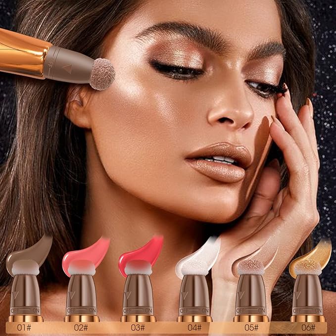 Liquid Highlighter Beauty Wand, Cream Liquid Highlighter Stick with Cushion Applicator, Lightweight Blendable, Long Lasting Silky Cream Highlighter Stick Contour Wand, Natural Face Shimmer Finish | 4# Highlight Pearl White