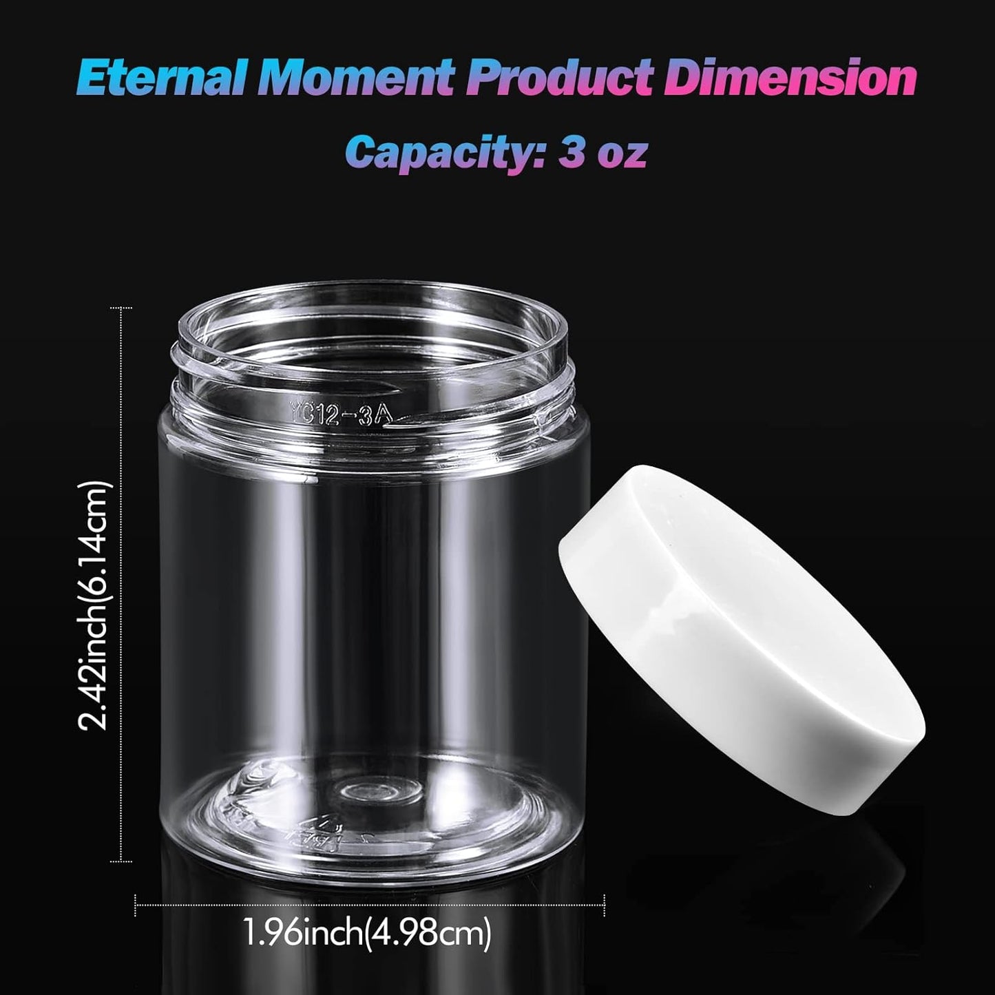 Eternal Moment 36 Pack 3 OZ Plastic Jars Round Clear Cosmetic Container Jars with White Lids, Perfect for Lotion, Slime,Cream, Ointments, Makeup, Eye Shadow, Samples, Pot, Travel Storage