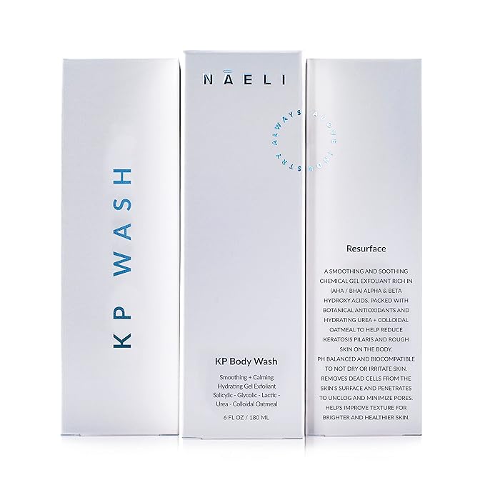 NAELI Keratosis Pilaris & Acne Exfoliating Body Wash Cleanser with 14% Glycolic & Salicylic Acid - Natural KP Bump Eraser & Strawberry Legs Treatment, Back & Butt Acne - Smooths & Hydrates, 6 oz