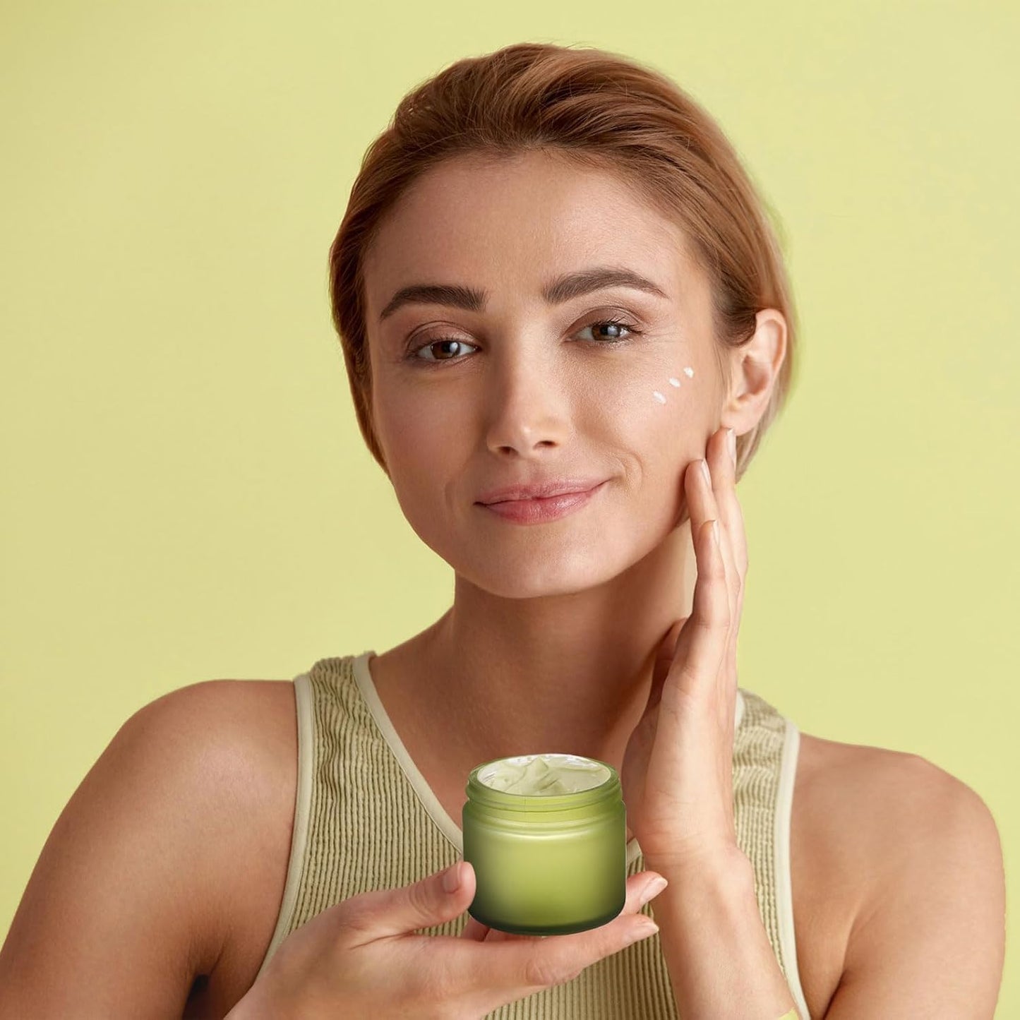 Domensi 72 Pcs 2 oz Glass Jars with Lids Travel Size Round Leakproof Empty Cosmetic Jars with Inner Liners Lid for Storing Makeup Lotions Face Cream Ointments Candle DIY Making (Pea Green)