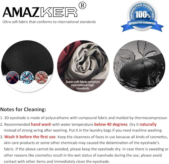 Sleep Mask Invisible Alar Deep Orbit 3D Eye Mask Ultra Lightweight & Comfortable Sleeping Mask for Travel, Nap Shift Works 3 Pack