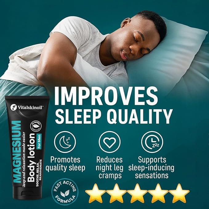 Magnesium Glycinate Body Lotion, Body Butter Cream for Men. Cologne Scented, 5.29 oz, Sleep Easy Formula