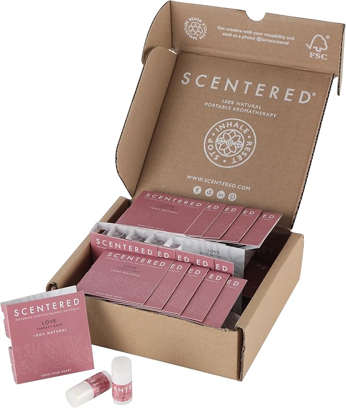 Scentered Party Favors for Wedding, Anniversary, Birthday - 30 x Mini Aromatherapy Inhaler Balm Sticks - Love: Enchanting Essential Oils Blend - Adult Party Favors for Women & Men
