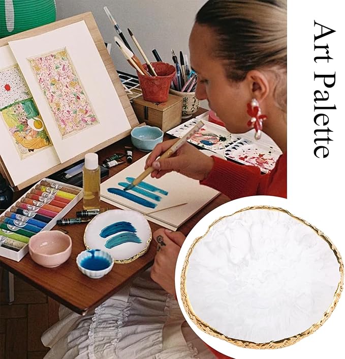 22 Pack Resin Art Palette, Makeup Mixing Palette, Gold Edge Nail Art Tool Gel Design Nail Art Makeup Mixing Tray DIY