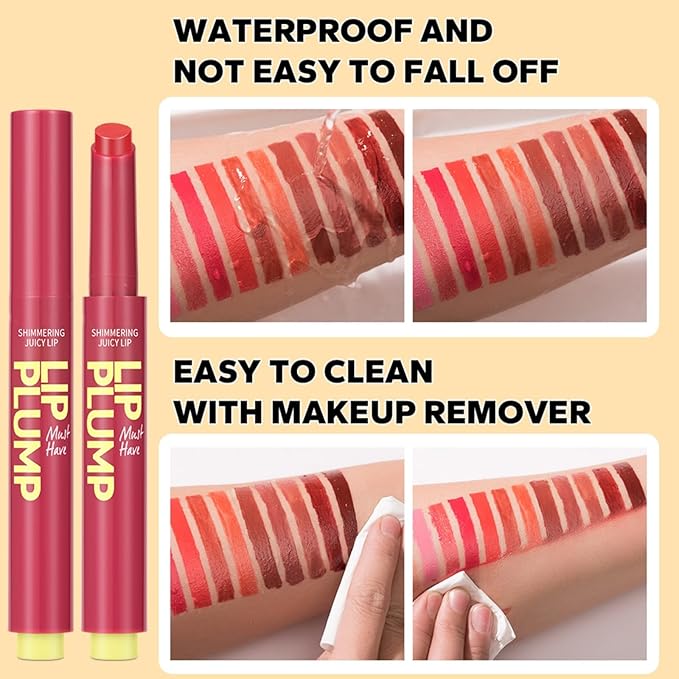 MAEPEOR Hydrating Lip Plumper 12 Colors Moisturizing Shiny Juicy Lip Balm Long Lasting Nourishing Lip Pluming Balm(Color 02)