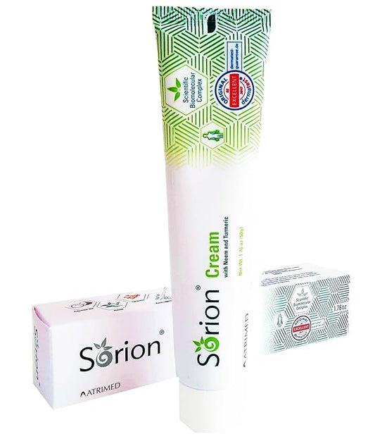 Sorion Cream - Herbal Moisturizer for Dry, Itchy, Flaky Skin with Coconut Oil, Neem, Turmeric and Pala Indigo Plant Skincare