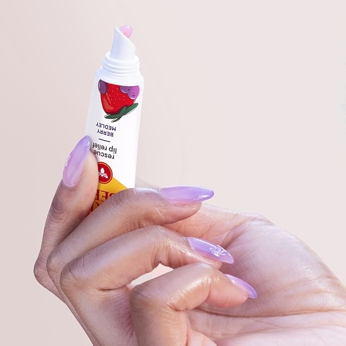 Burt's Bees Rescue Lip Relief, Watermelon & Berry Medley, Hydrating Lip Balm for Dry Cracked Lips, with Responsbily Sourced Beeswax and Shea Butter, 100% Natural Origin, 2 Pack, 0.35oz
