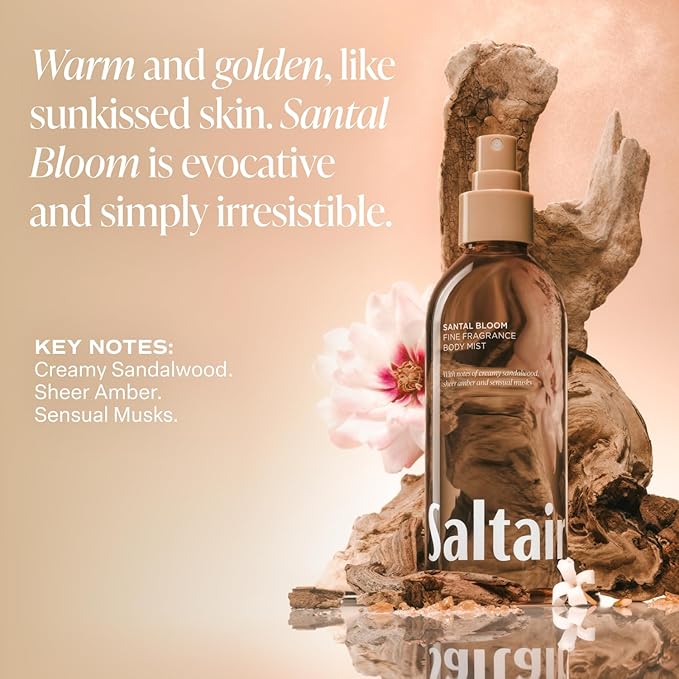 Saltair Body Mist 2 Pack - Fine Fragrance, Lightweight Body Spray Mist with Santal Bloom Scent. Long Lasting Perfume Mist. 2x 8oz Bottles