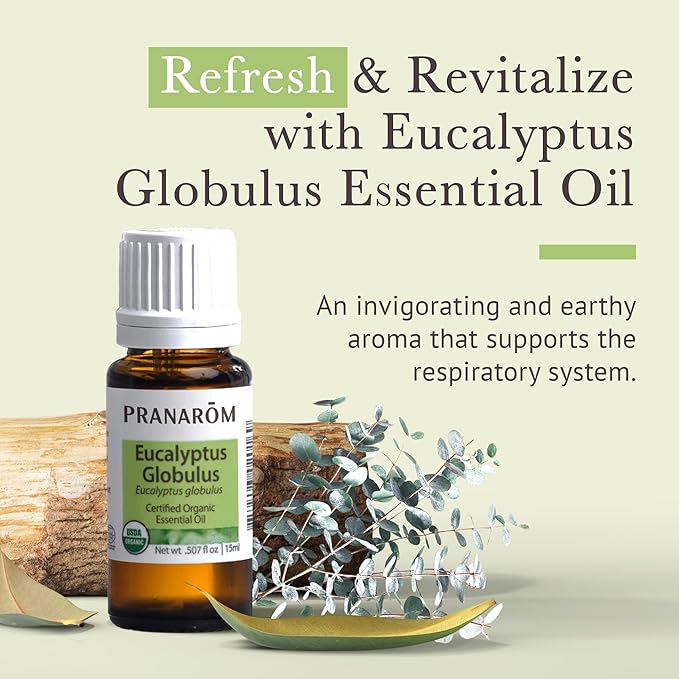 Pranarom USDA Certified Organic Eucalyptus Globulus Essential Oil (30ml), 100% Pure Undiluted Therapeutic Grade from Portugal for Aromatherapy, Diffuser, Topical Care, Relaxation