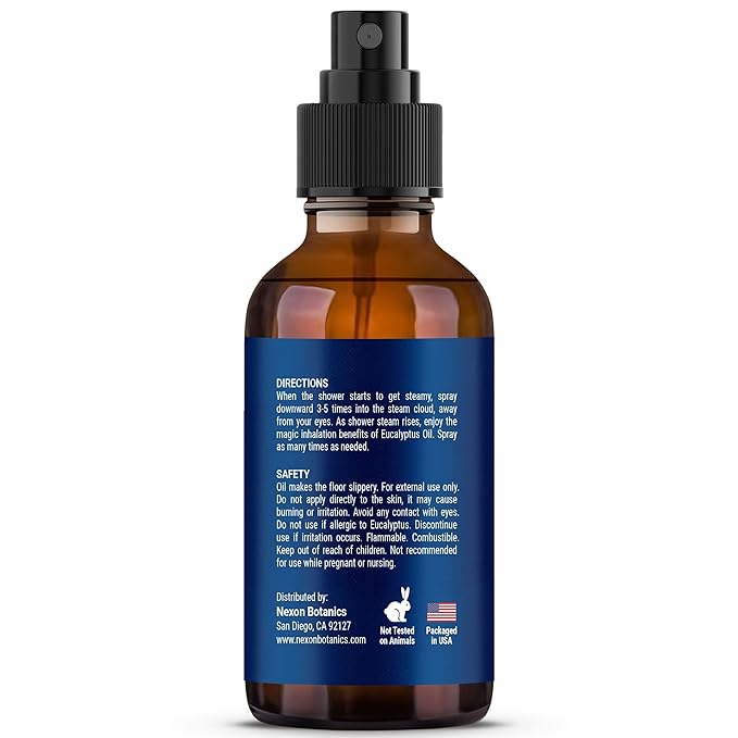 Eucalyptus & Lavender Shower Steamer Spray 2 fl oz - Aromatherapy Mist for Spa & Bathroom - Freshens Air, Enhances Mood, Instant Deodorizer - Nexon Botanics