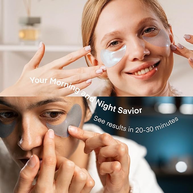 TEREZ & HONOR Under Eye Patches for Dark Circles - 60 Korean Hydrogel Masks for Puffiness, Bags with Caffeine, Hyaluronic Acid, Niacinamide - Undereye Brightening, Hydrating, Anti-Wrinkle & Cooling