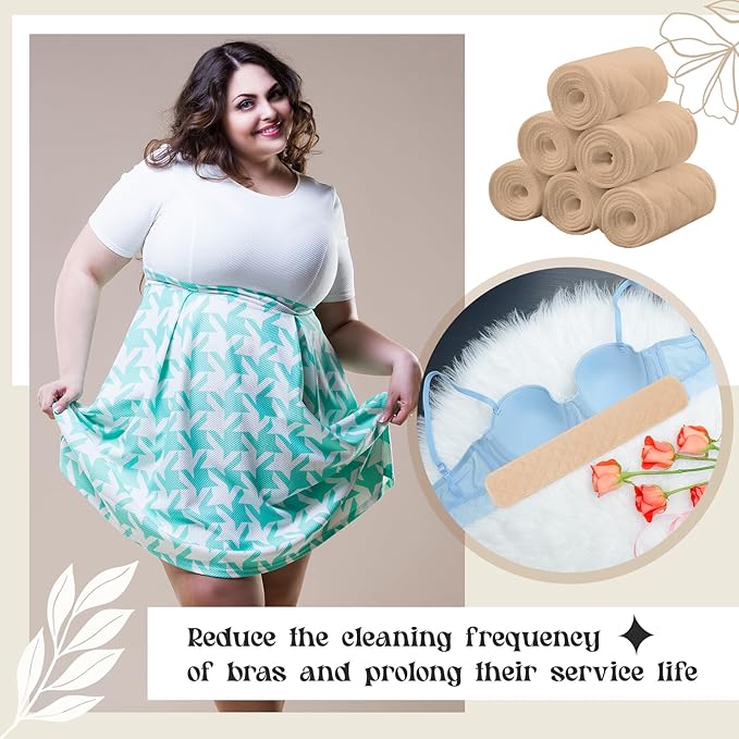 Toulite 6 Pcs Cotton Bra Liners Rectangle Under Bra Pads 3 Layer Bra Sweat Liners for Women Sweating Supplies