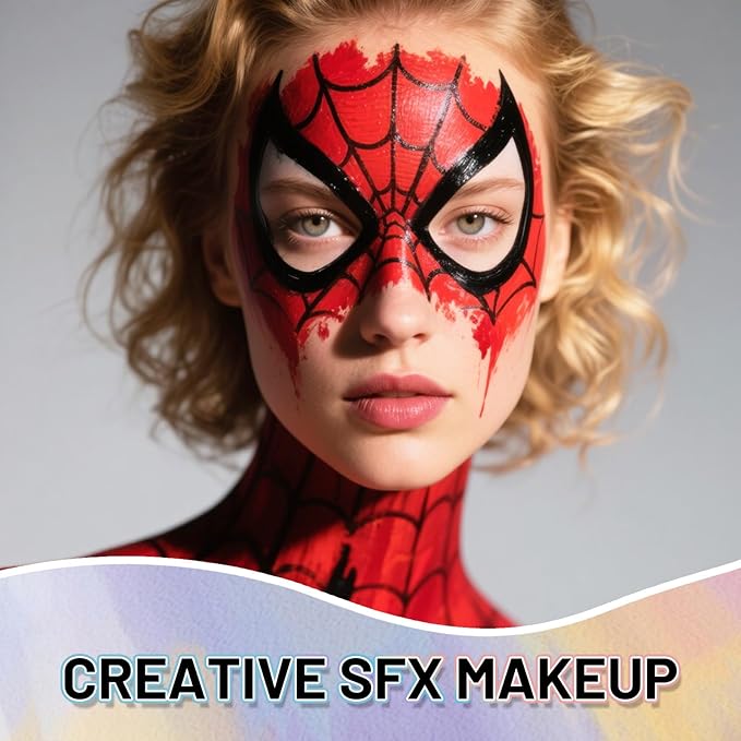 Devil Red Water Based Face Body Paint, 2.37 OZ Large Tube Full Coverage Face Paint for Cosplay Joker Vampire Spiderman, Washable Red Body Painting Cream for Adult Carnival Halloween SFX Makeup