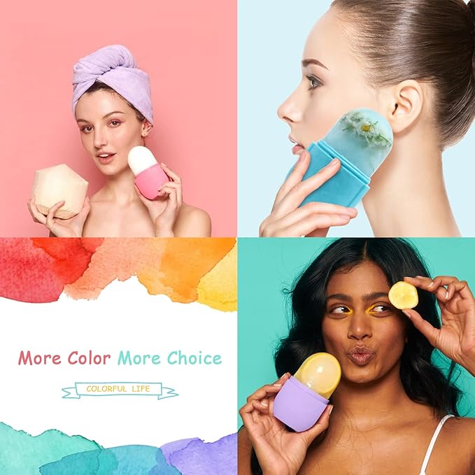 Ice Roller for Face and Eye, Ice face roller,Gua Sha Facial Tools, Facial ice roller, Skin Care Tools,Ice mold for face… (purple-face)