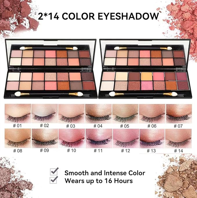 28 Pieces Makeup Kit for Women Full Kit, Eyeshadow Palette,Lip Gloss Set,Lipstick,Blush,Foundation,Concealer,Mascara,Eyebrow Pencil,Include Makeup Brush Set,Professional Makeup Kit for Teens