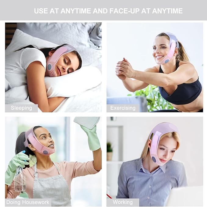 Chin Strap for Sleeping, Double Chin Reducer, Face Lifting Band for Men Women, Anti Snoring Device, Jawline Shaper