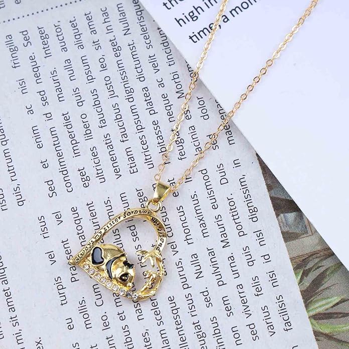 Silver Crystal Panda Necklace Choker Vintage Heart Panda Pendant Cute Animal Necklace Charm Jewelry I Love You Forever Birthday Gifts for Kids Women and Girls