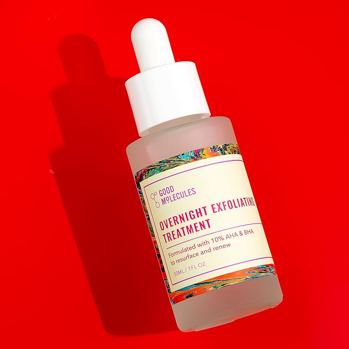 Good Molecules Overnight Exfoliating Treatment - Face Exfoliator with AHA & BHA Lightweight Formula - Pore Minimizer, Facial Skin Care with Glycolic & Salicylic Acid