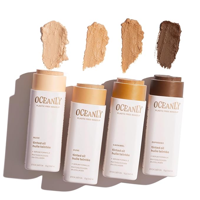 ATTITUDE Oceanly Light Coverage Face Tinted Oil Stick, EWG Verified, Titanium Dioxide-Free, Vegan & Cruelty-Free Tinted Moisturizer, Plastic-Free, Nude, 0.42 Ounces