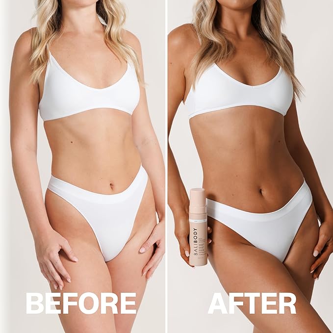 Bali Body Self Tanner Mousse Dark โ Sunless Tanning Foam for Body | Natural, Streak-Free, Fake Tan | Vegan, Cruelty-Free, Organic Self Tan Mousse for All Skin Types (200ml/6.7 fl oz)