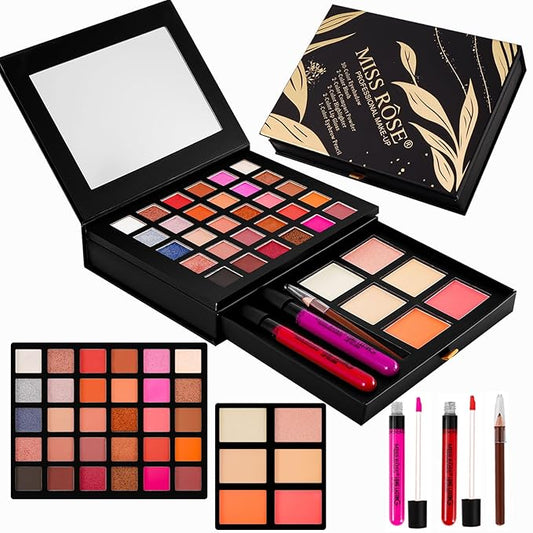 All in One Makeup Kit,Makeup Palette Includes 30 Color Eyeshadow, 2 Color Highlighter,2 Color Pressed Powder,2 Color Blusher,2 Pcs lip gloss,1 Pcs Eyepencil, Mirror,Makeup Gift Set for Women (017Y)
