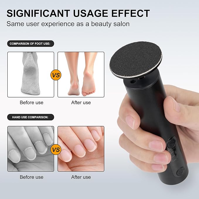 Electric Foot Callus Remover, Adjustable Speed Rechargeable Foot Sander Pedicure Tools for Feet Dead Skin with Sandpaper Disk and Nail Drill Bits,Equipped with Digital Display(Obsidian)