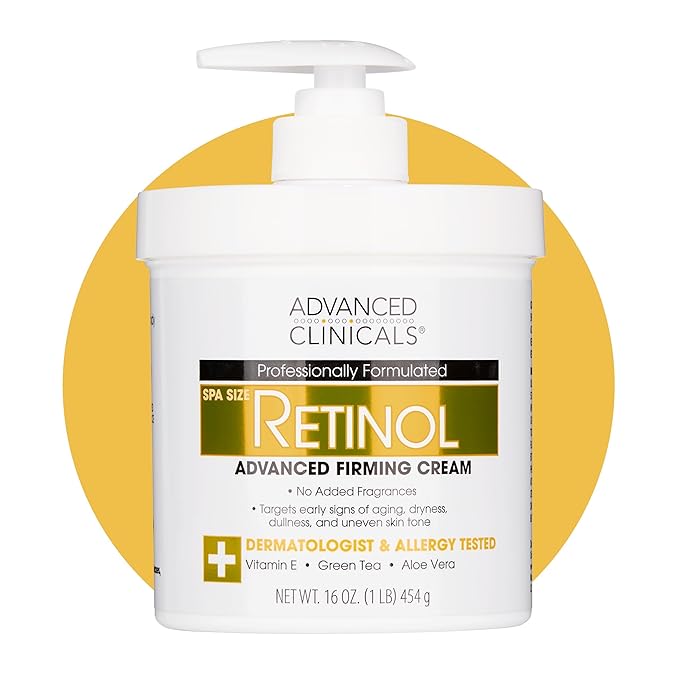 Advanced Clinicals Retinol Body Lotion Moisturizer Face Lotion & Body Cream | Crepey Skin Care Treatment Targets Look Of Crepe Skin, Wrinkles, Sagging Skin, & Sun Damaged Skin, 16 Oz