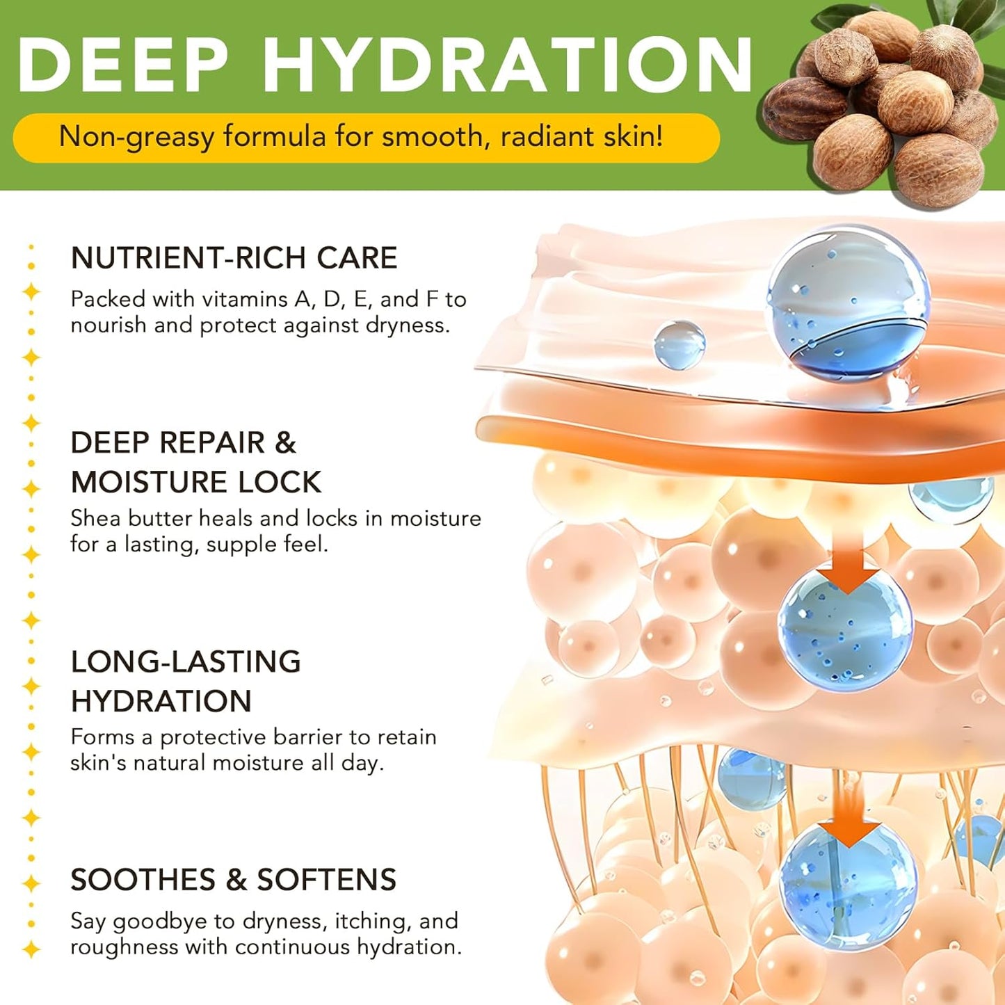 Shea Butter Raw Organic, Natural Raw Unrefined Shea Butter Hand Cream, Moisturizing and Locking Water, Keeps Skin Healthy and Vibrant, 7.8 OZ