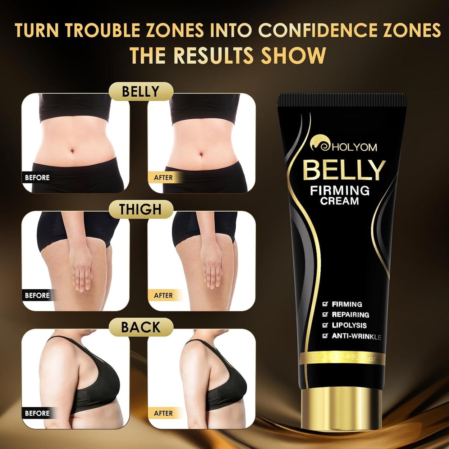 B Flat Belly Firming Cream - Premium Skin Tightening Cream for Stomach,Thighs & Butt, Skin Smoothing Moisturizer for Women and men, 4.22 fl oz