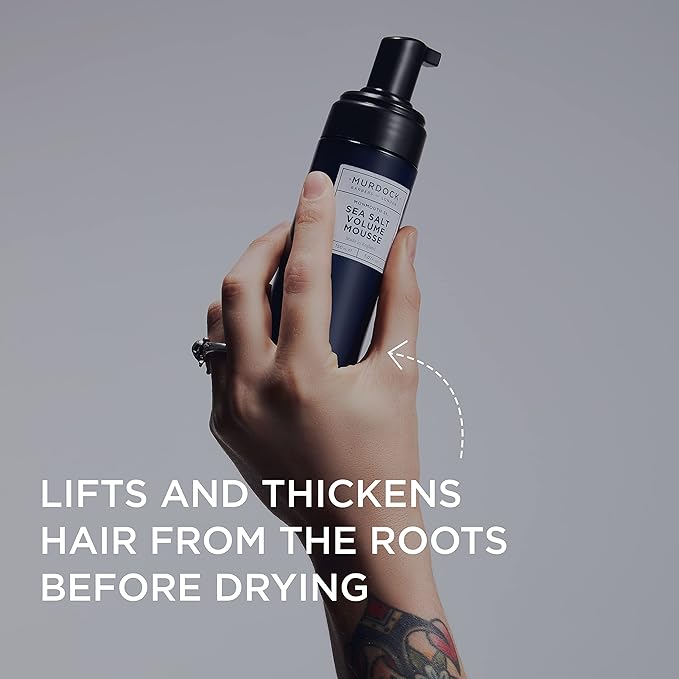 Murdock London Sea Salt Volume Hair Mousse for Men – Adds Natural Volume & Hold for Fine or Thinning Hair – Non-Sticky, Matte Finish Mousse for Hair Styling – Vegan Formula (5.07 fl. oz.)