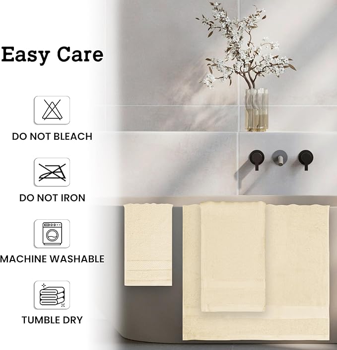 Casa Lino 100% Cotton Bath Towels Set of 4 (1 Bath Towel, 1 Hand Towel & 2 Wash Cloths) - Bathroom Towels and Washcloths Set - Complete Bathroom Set - Guest Room Essentials - (Linen Brown)