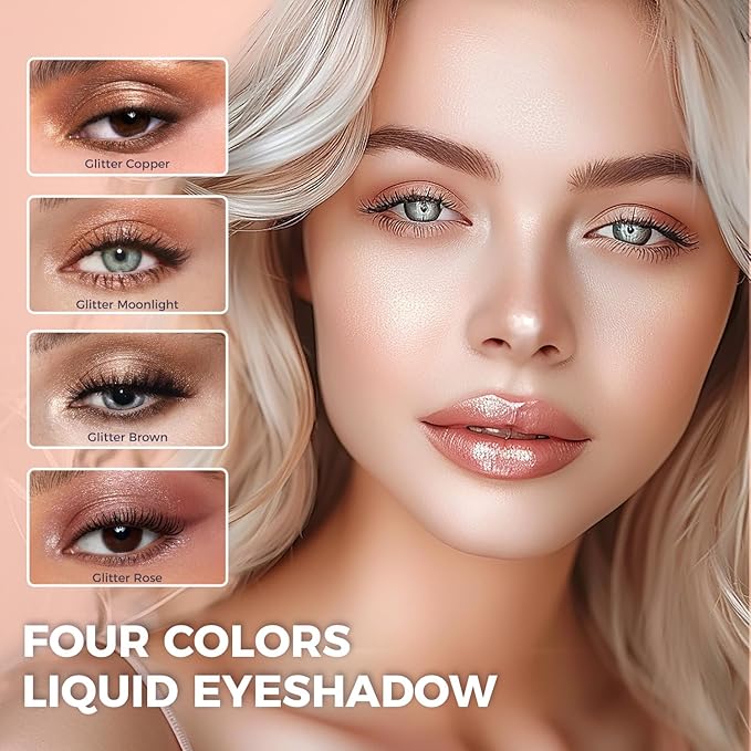 3 Pcs Cosmetic Sets 12 colors 4-Function cosmetic stick +Nonstick Raincoat Lip Gloss(3 colors+Clear Lip Gloss)+Liquid Eyeshadow in Four Colors Sets Waterproof