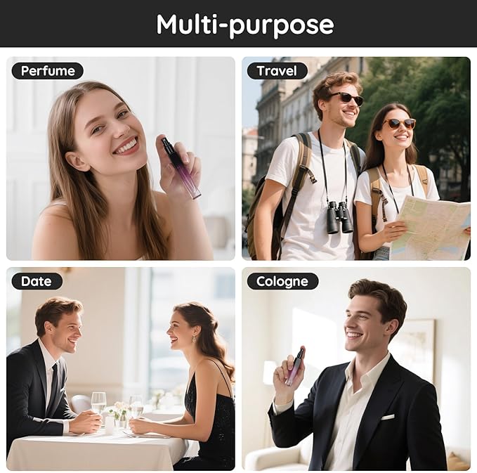 Segbeauty 0.34oz Empty Perfume Bottle, 5 Pack Glass Spray Bottles Travel Perfume Atomizer Sprayer Refillable Atomizer, Travel Size Spray Bottle, 10ml Portable Cologne Dispenser with Refill Tool Kit