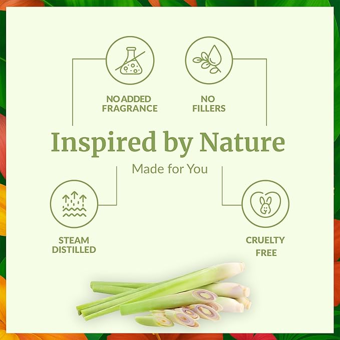 SVA Lemongrass Essential Oil – 4 Fl Oz – 100% Natural Lemongrass Oil - for Diffuser, Hair Care, Face, Skin Care, Aromatherapy, Scalp and Body Massage, Soap and Candle Making - with Dropper