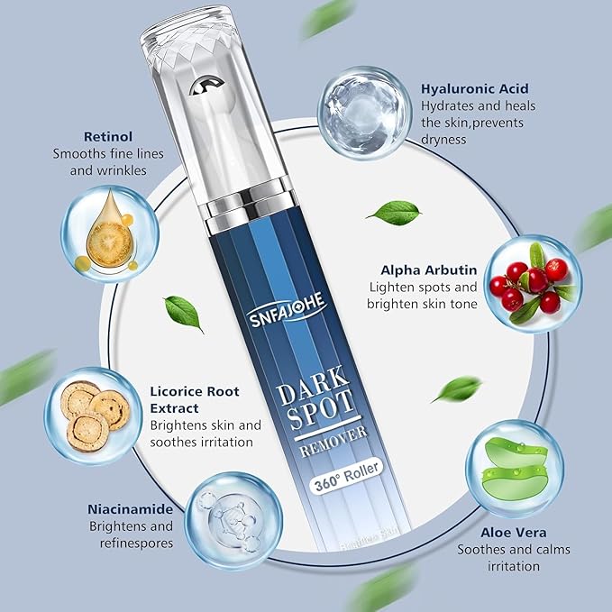 Dark Spot Remover for Face and Body - Dark Spot Advanced Corrector Serum for Melasma, Age Spots, Freckles & Sun Spots, with 360° Roller for All Skin Types