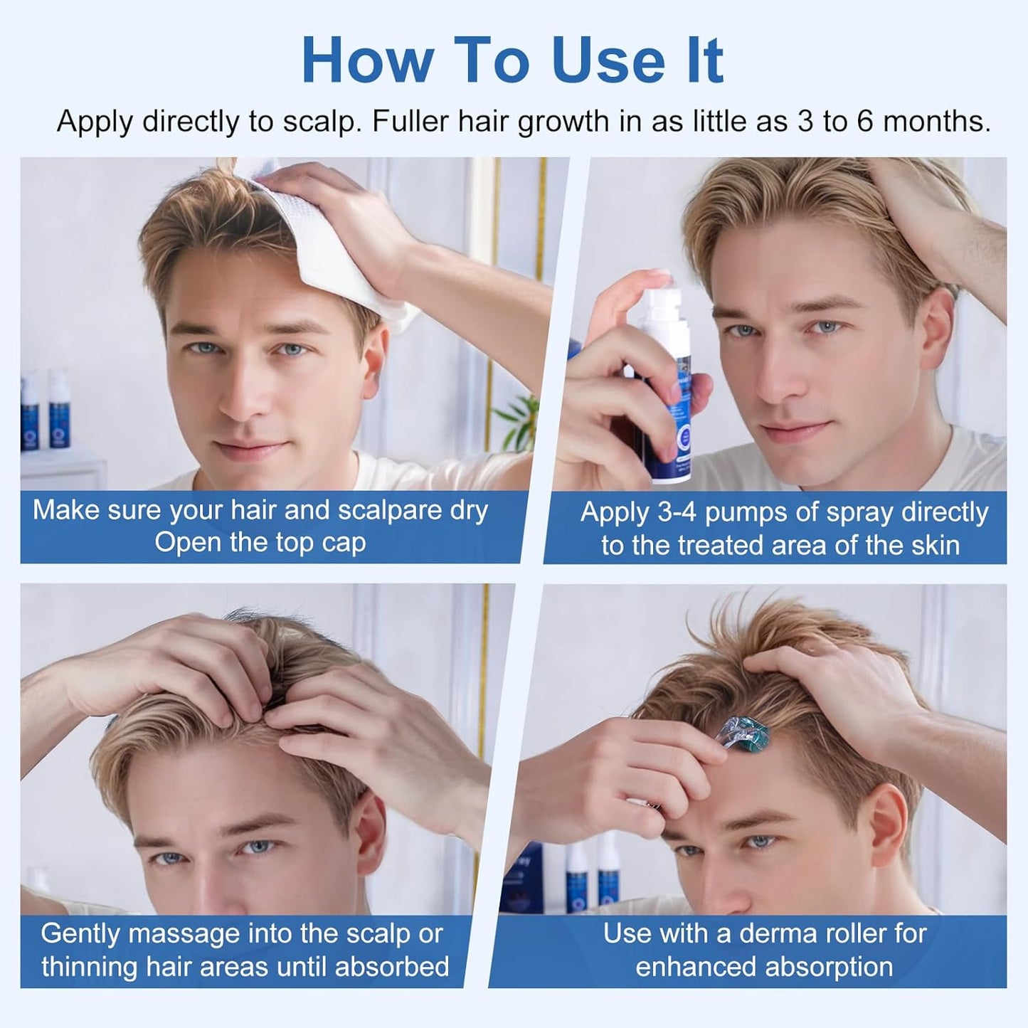 5% Minoxidil for Men and Women, Regrowth Serum, Extra Strength Spray for Hair Loss, Minoxidil 5 Percent, Thicker Healthier Hair, Beard Growth Kit, Topical Treatment, 60ml x 7 Bottles(Extra Strength)