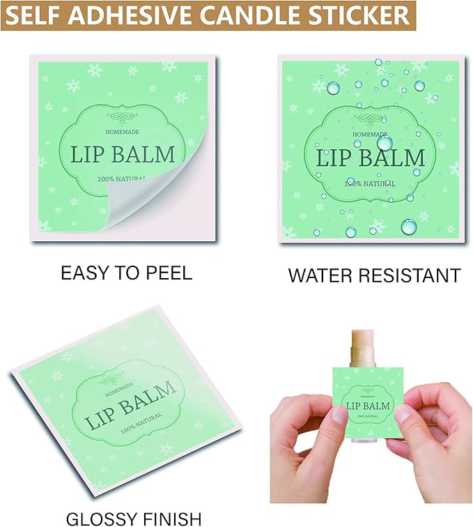 CRASPIRE Lip Balm Labels 80pcs Homemade Lip Balm Labels 2” Clear Lip Balm Labels for Tubes Printable Waterproof Lip Balm Stickers Labels for Lip Balm Handcream Candle Container(British Style-Color)