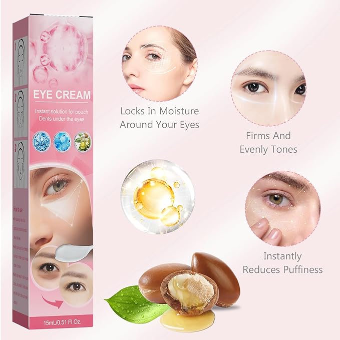 Instant Under Eye Cream, Ream For Eye Bags, Moisturizing Eye Cream, Anti-Wrinkle Eye, Brightening Eyes Tightener Cream, Helps To Instantly Reduce The Puffy Eye Look(2pcs)