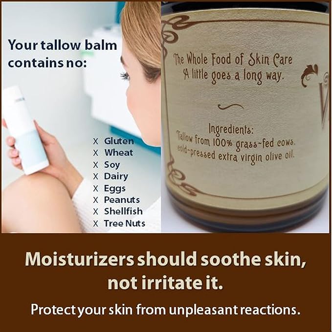 Vintage Tradition Beef Tallow All Purpose Balm - Healing, Hydrating Peppermint Skin Care Salve Replaces Body Lotion, Hand Cream, More - Essential Oil, Olive Oil, and Grass-Fed Tallow, 2 fl. oz.