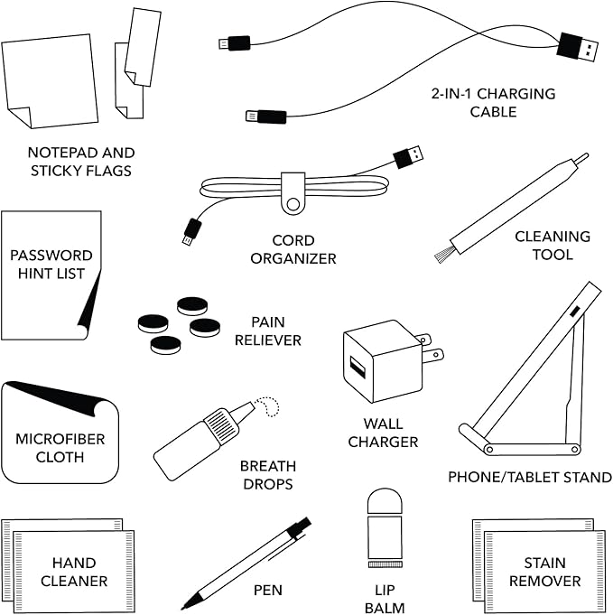 Pinch Provisions Work from Anywhere Kit, Includes 18 Essentials to Help You Stay on Task, Must-Have Essentials, Compact Multi-Functional Vegan Leather Pouch, Navy